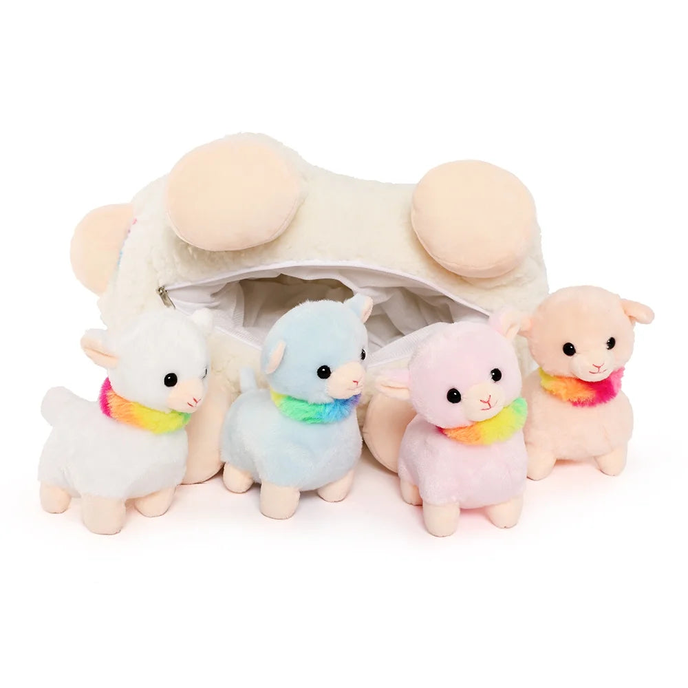 14.5" Sheep Stuffed Animal Mommy Sheep with 4 Baby Plush Toys