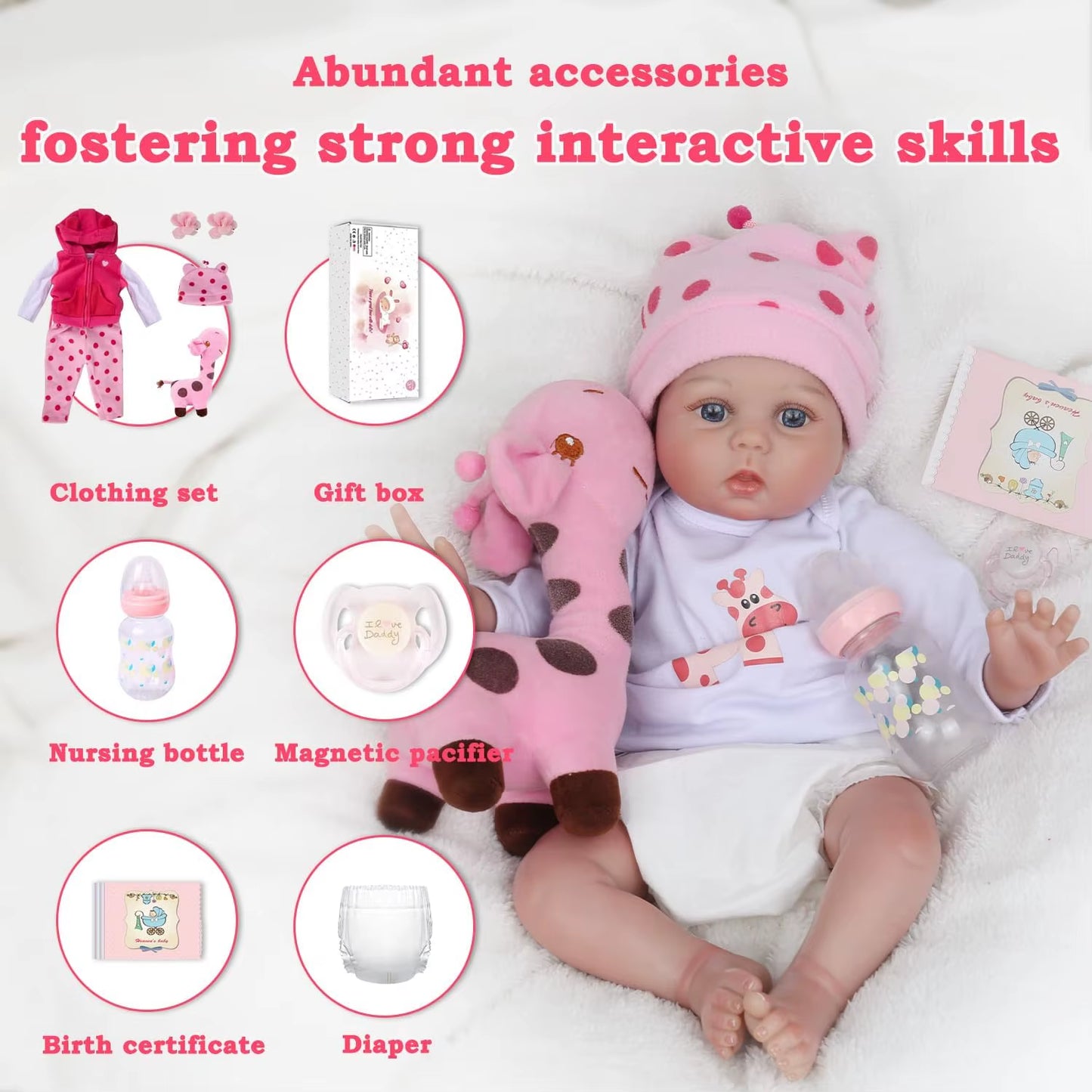 Reborn Baby Dolls - 22 Inches Realistic Newborn Soft Vinyl Baby Dolls Toy for Kids Age 3+