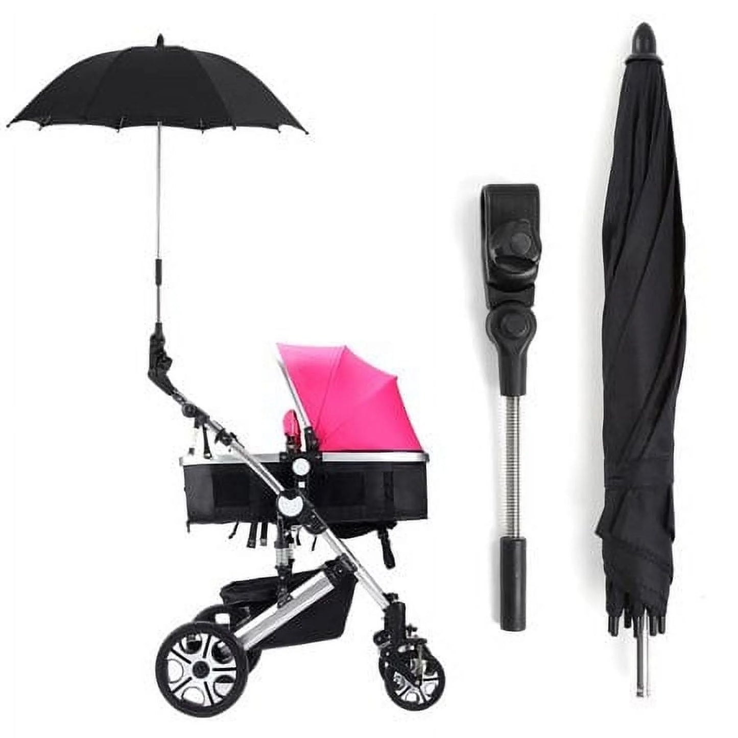 Baby Strollers Umbrella,Baby Stroller Wheelchair Pushchair Pram UV Rays Sun Rain Parasol Umbrella + Clip by