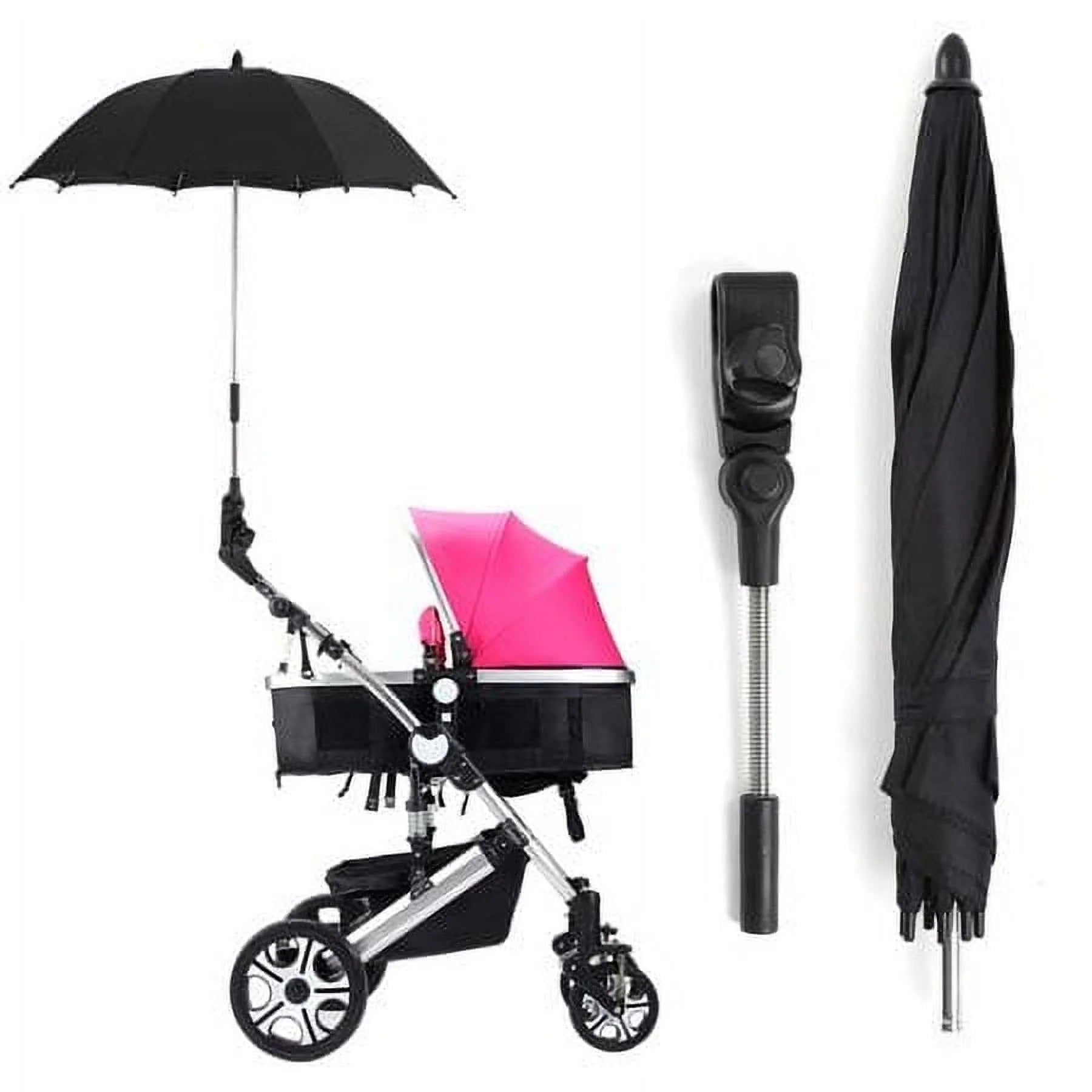 Baby Strollers Umbrella,Baby Stroller Wheelchair Pushchair Pram UV Rays Sun Rain Parasol Umbrella + Clip by