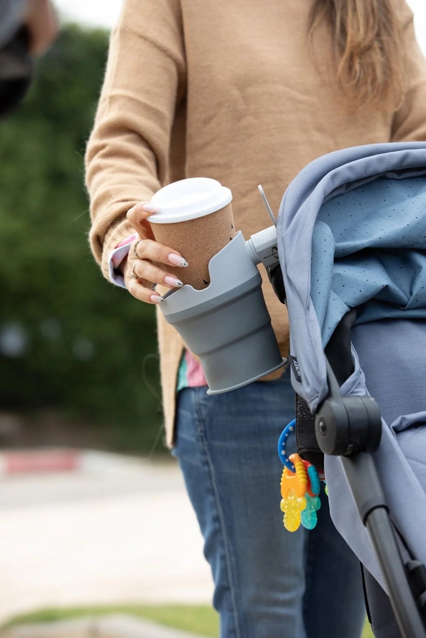 Collapsible Stroller Bottle and Cup Holder, Gray