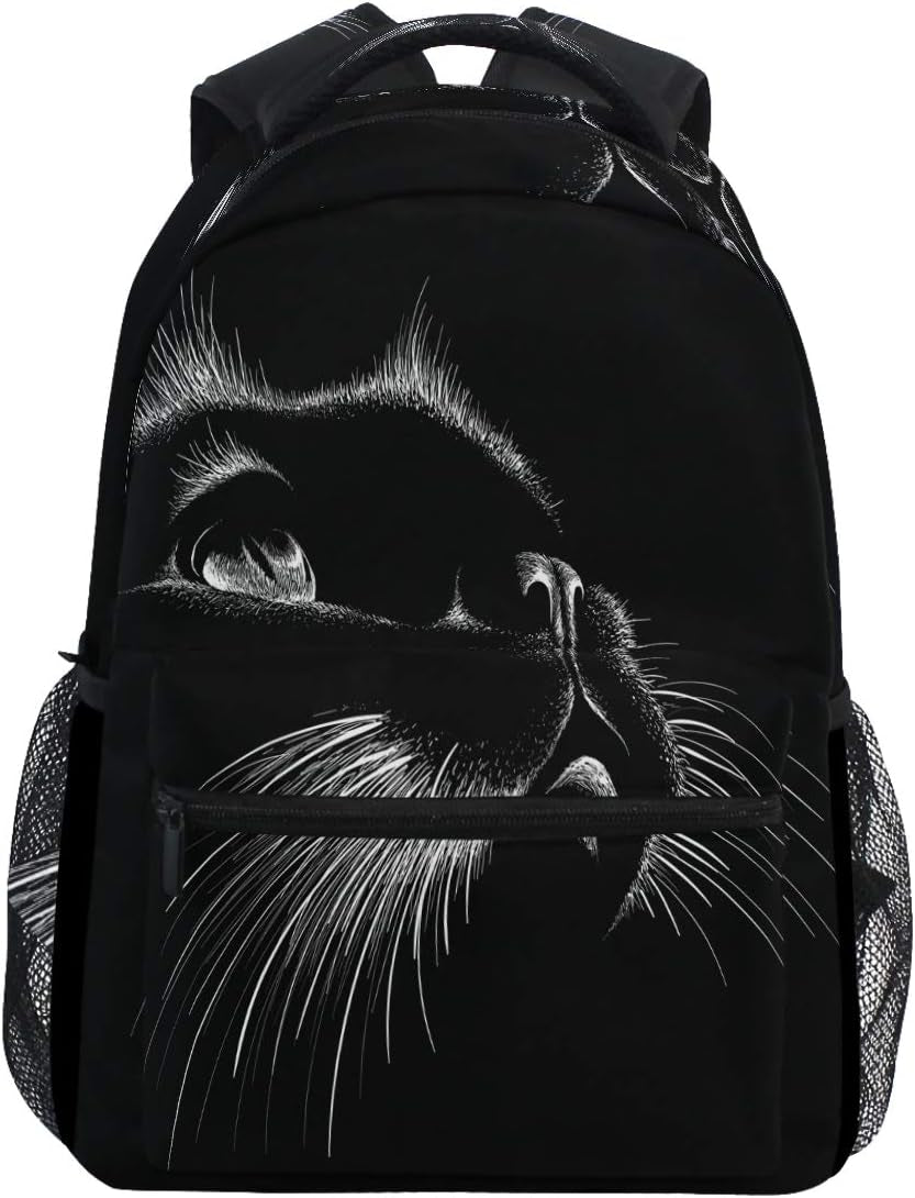 Cute Print Style Cat Black Art Kitten Animal Backpacks Bookbags Daypack Travel School College Bag for Women Girls Men Boys