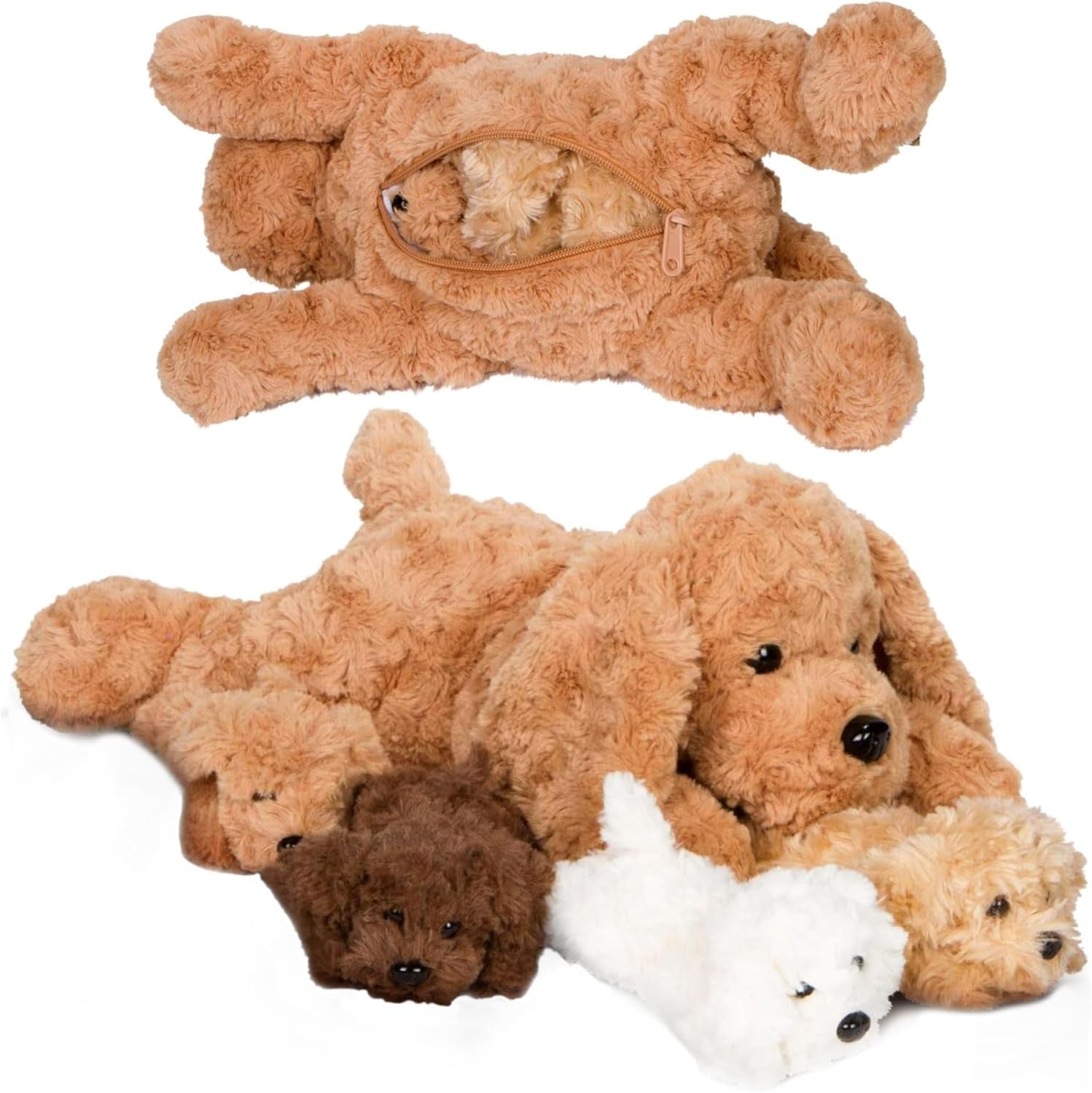 Adopt Me Dog Stuffed Animals for Girls Ages Three to Eight- Mommy Labradoodle with Four Puppies- Magical Dog Pillow Plushie - Enchanting Toy Dog Surprise for Imaginative Play