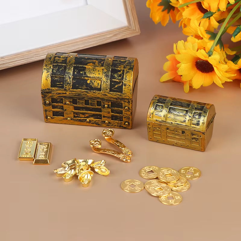 Doll House 1/2/10Pcs 1:12 Miniature Model Doll House Accessories Mini Ruyi Gold Ingot Gold Bar Copper Coin Model Decoration
