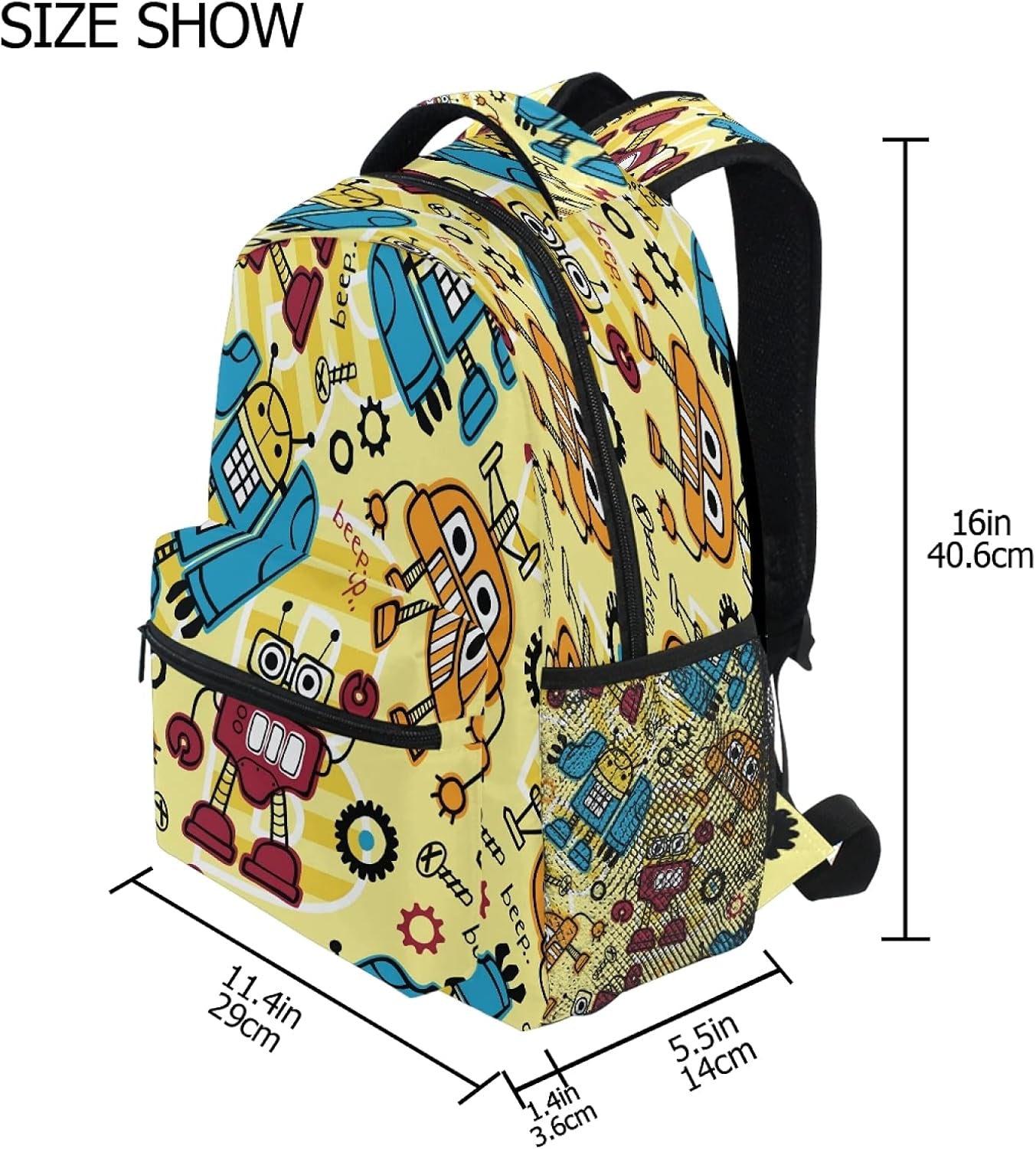 Backpack for Boys Girls, Cartoon Robots Backpacks School Bookbag for Preschool, Kindergarten, Elementary with Adjustable Padded Straps