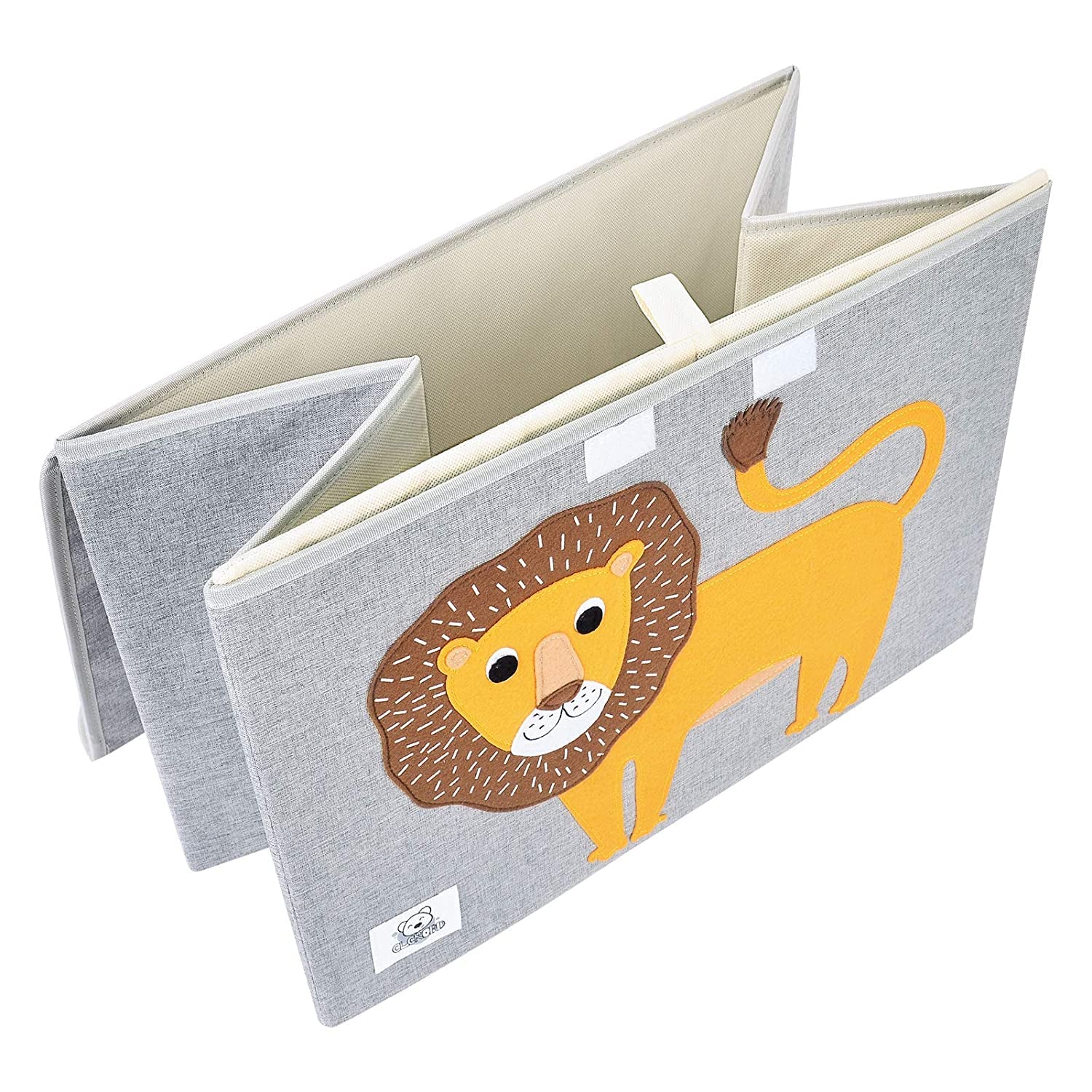 Foldable Large Kids Toy Chest with Flip-Top Lid, Collapsible Fabric Animal Toy Storage Organizer/Bin/Box/Basket/Trunk for Toddler, Children and Baby Nursery (Lion)