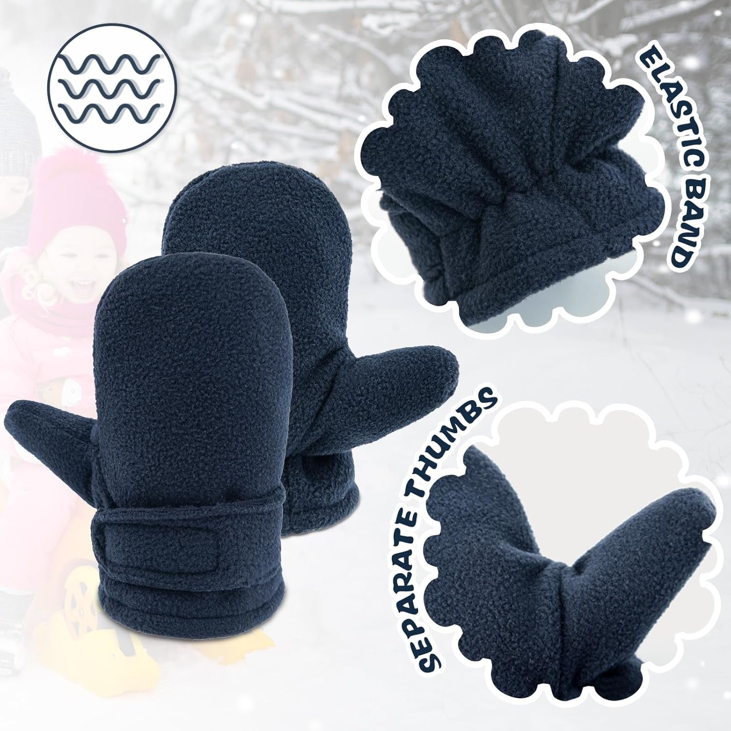Baby Toddler Winter Mittens Girls Warm Fleece Lined Gloves Kids Sherpa Lined Mittens for Boys