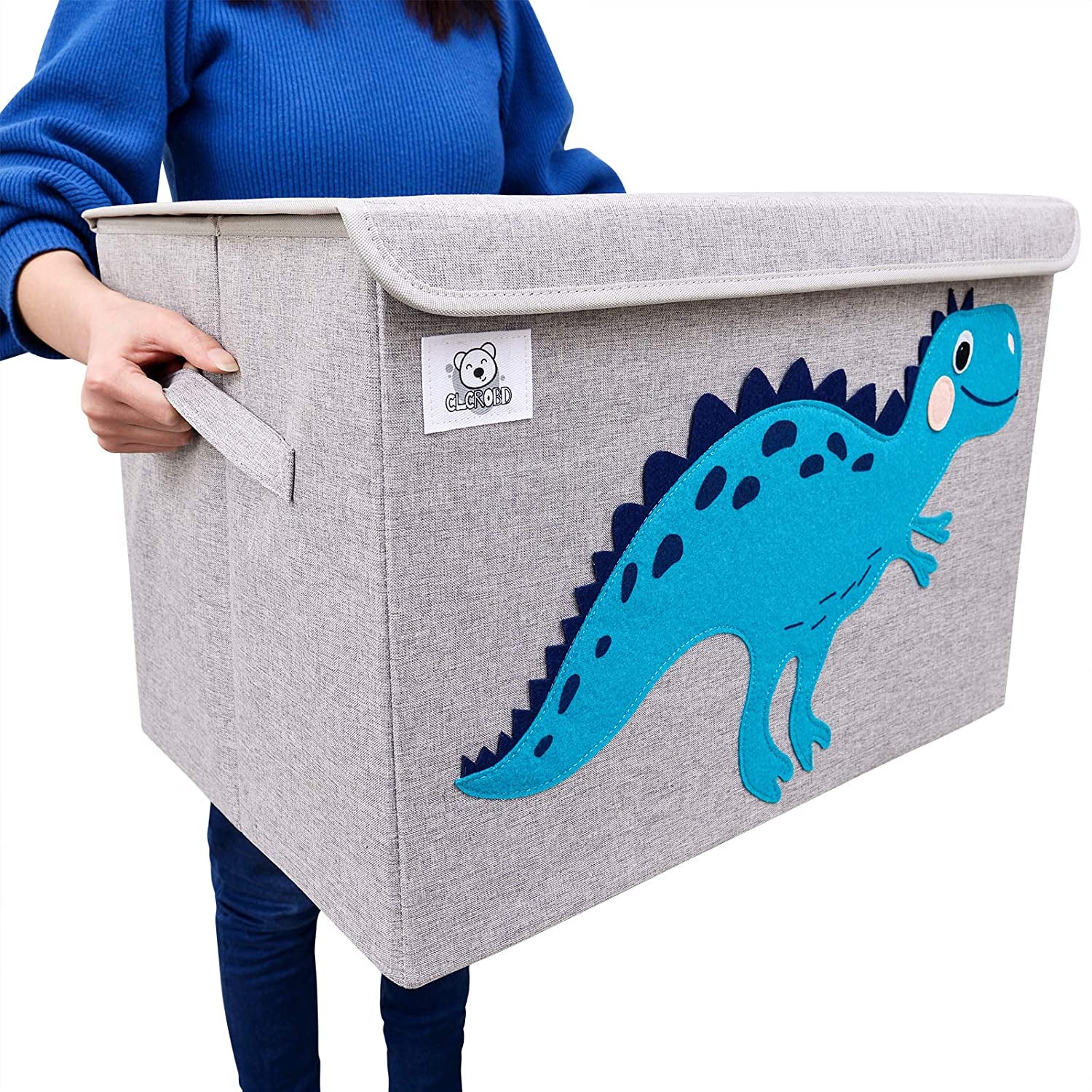 Foldable Large Kids Toy Chest with Flip-Top Lid, Collapsible Fabric Animal Toy Storage Organizer/Bin/Box/Basket/Trunk for Toddler, Children and Baby Nursery (Lion)