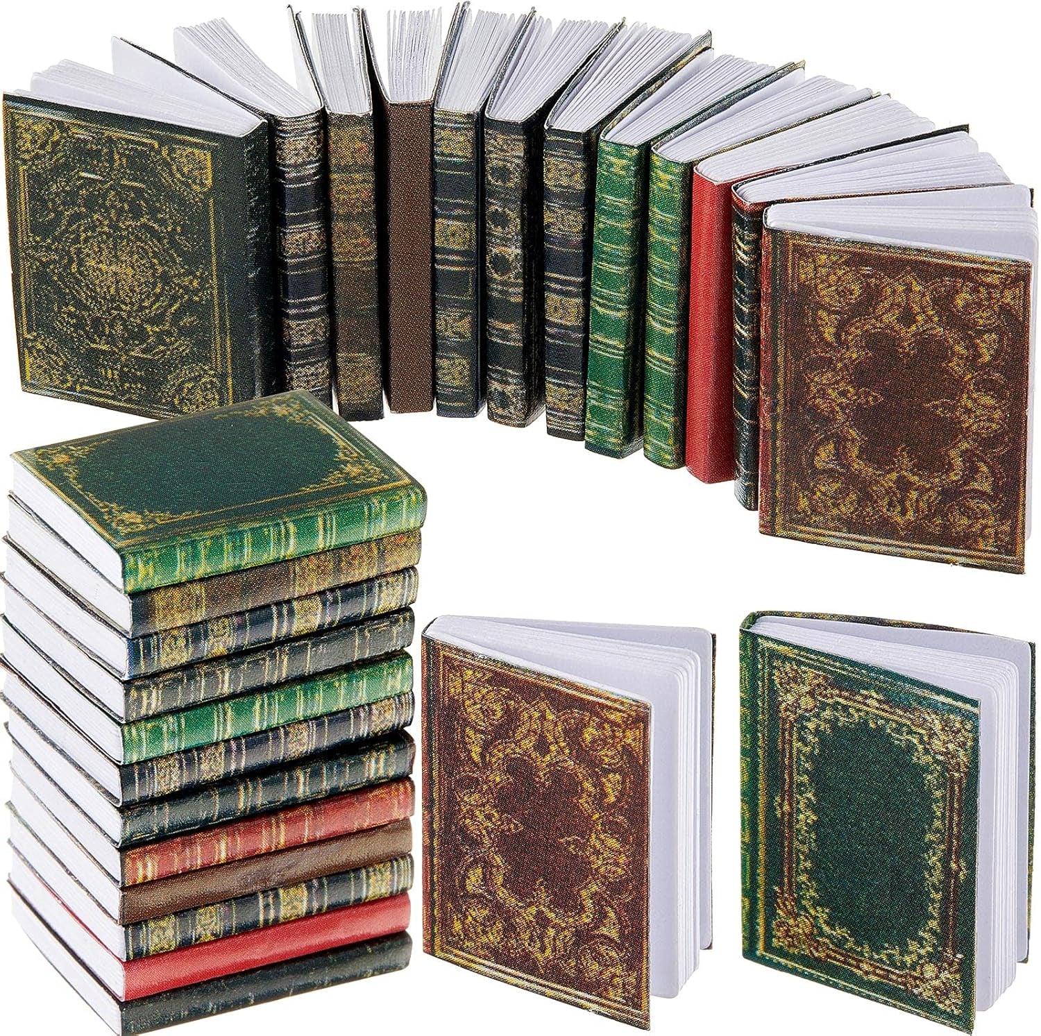 24 Pieces 1:12 Scale Miniatures Dollhouse Books Assorted Miniatures Dollhouse Accessories Small Books Decoration Accessories Doll Toy Supplies(Classic Style)