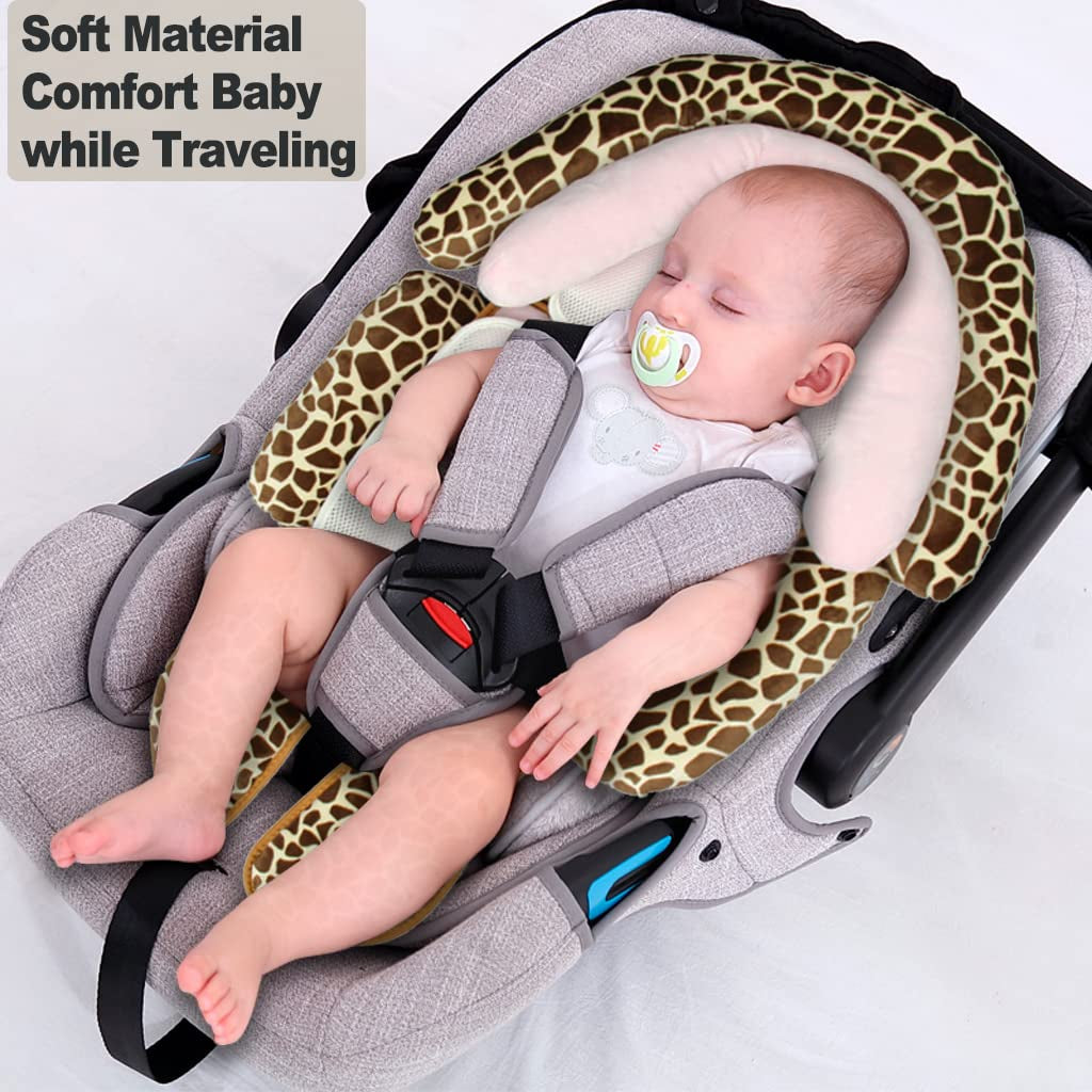 Baby Stroller Cushion, 3-In-1 Baby Head Neck Infant Car Seat Insert Soft Baby Stroller Liner Pram Head and Body Support Pillow for Newborn Perfect for Carseats, Strollers (Deer)