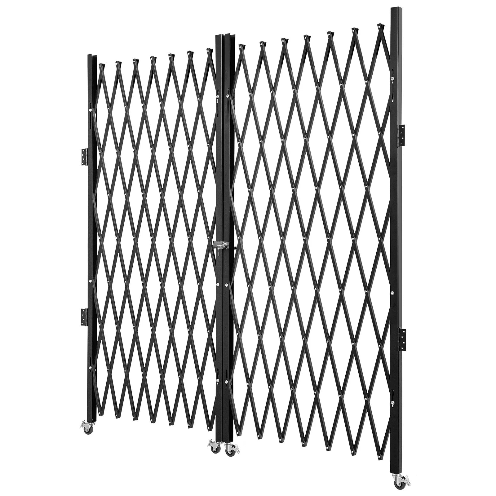 VEVOR Double Folding Security Gate, 7.1' H X 12.5' W Folding Door Gate, Steel Accordion Security Gate, Flexible Expanding Security Gate, 360¡Ã Rolling Barricade Gate, Scissor Gate or Door with Keys
