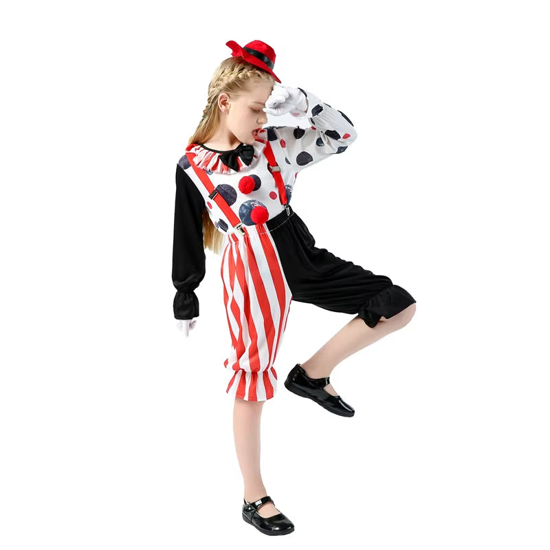 Toddler Creepy Clown Kid Costumes Clown Stage Clothes Set Halloween Children'S Clown Performance Cosplay Funny Play Costumes