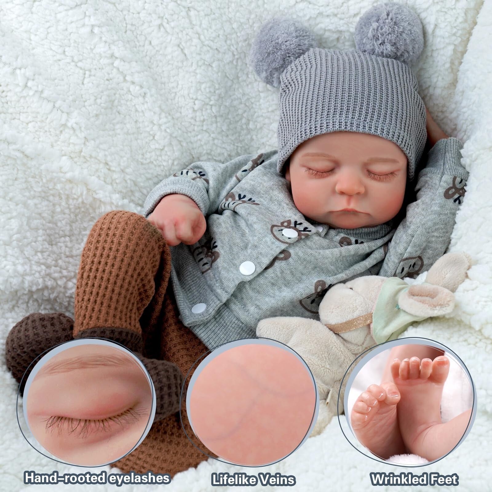 Lifelike Reborn Baby Dolls Boy - 17-Inch Soft Body Realistic-Newb