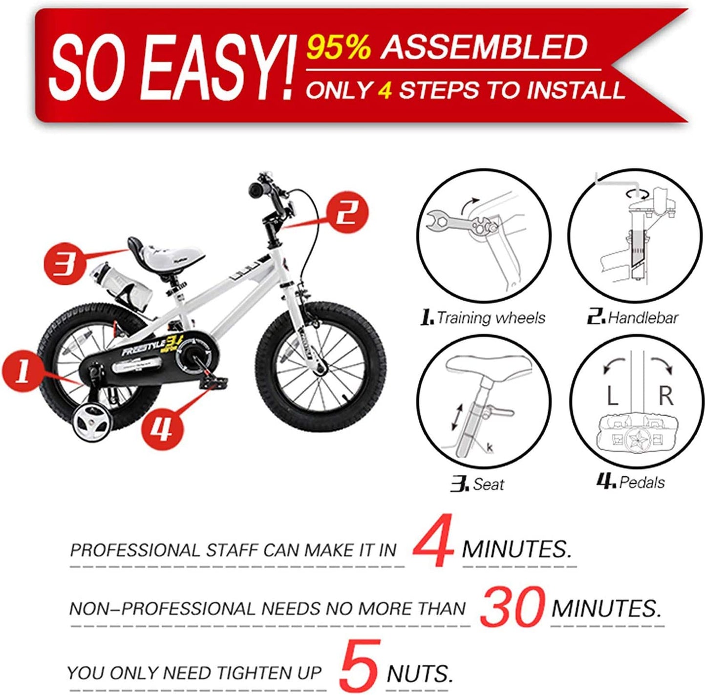Kids Bike EZ Freestyle Training Free Balance to Pedal Easy Learning Bicycle, 12-18 Inch for Toddlers to Big Kids