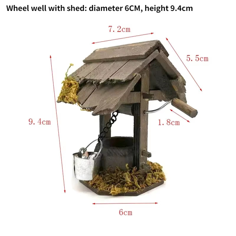 Doll House Mini Wooden Chicken House Mini Bonfire Miniature Manger Doll House Accessories Fairy Garden Yard Decoration