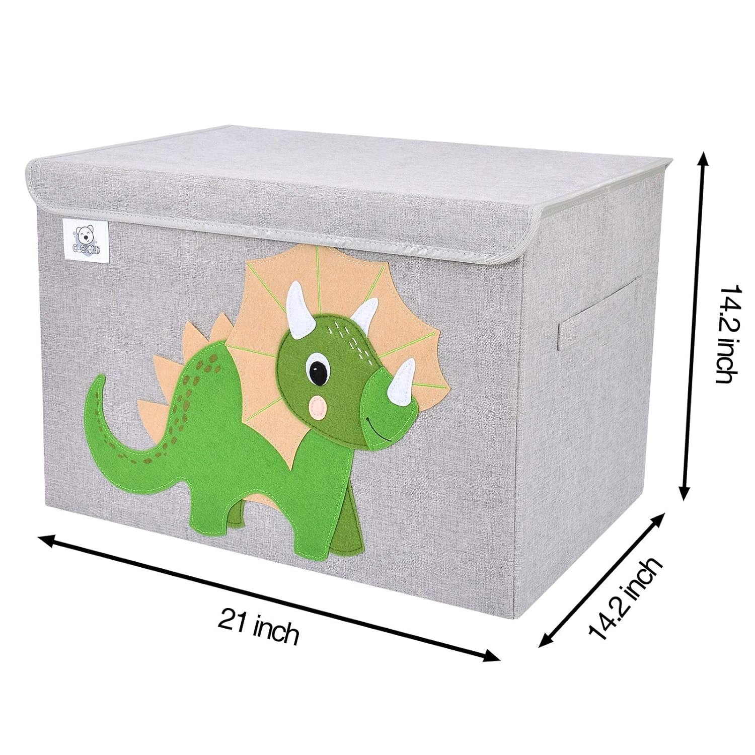 Foldable Large Kids Toy Chest with Flip-Top Lid, Collapsible Fabric Animal Toy Storage Organizer/Bin/Box/Basket/Trunk for Toddler, Children and Baby Nursery (Triceratops)