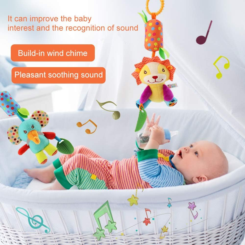 Baby Toys Infant Sensory Games Car Seats Stroller Crib Activities Montessori Learning Education Travel Essential Birthday Gifts for Newborns Toddlers Boys Girls Ages 3+ Months, Pack of 4