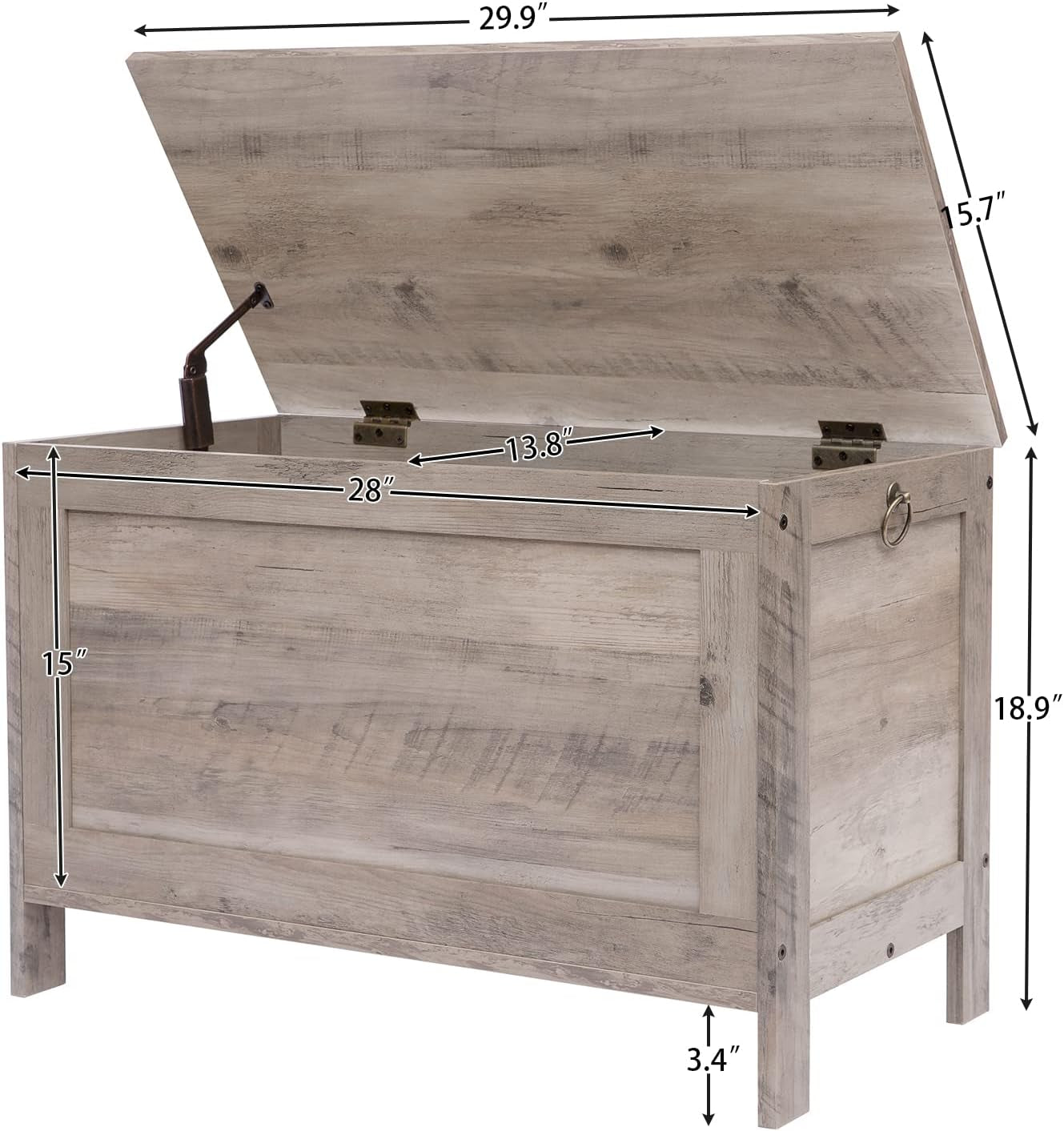 Toy Box, Retro Wooden Look Storage Chest with Safety Hinge, Entryway Storage Bench Supports 220 Lb, 29.9 X 15.7 X 18.9 Inches Toy Chest Organizer, Easy Assembly (Greige) BG75CW01G1