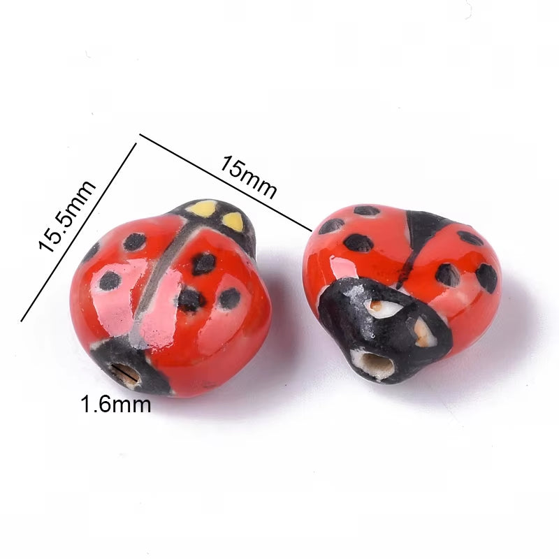 2-5PCS Handmade Porcelain Beads Famille Rose Style Monkey Camel for Jewelry Making Colorful Bead Ceramic Beads