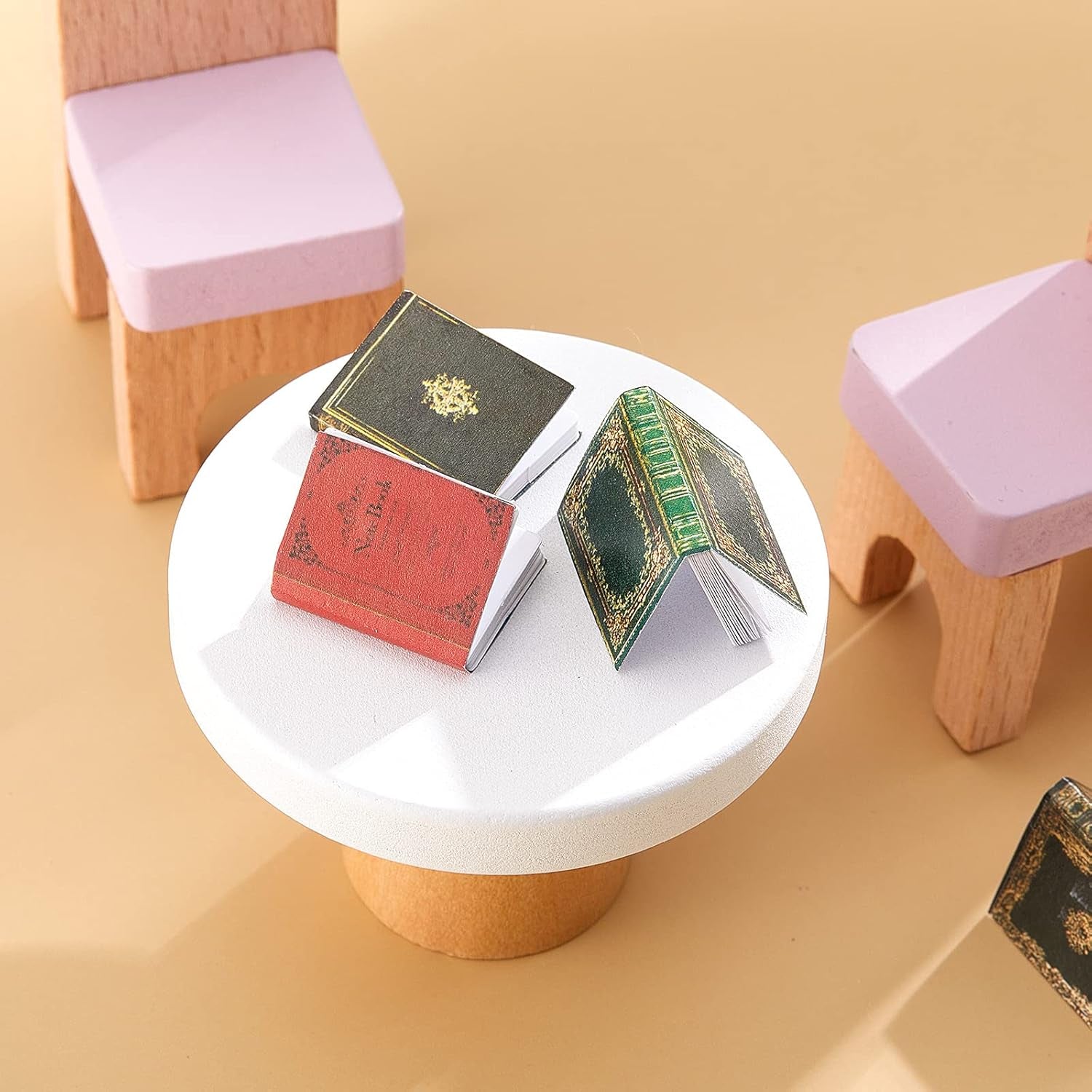 24 Pieces 1:12 Scale Miniatures Dollhouse Books Assorted Miniatures Dollhouse Accessories Small Books Decoration Accessories Doll Toy Supplies(Classic Style)