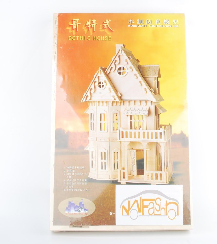 Nwfashion Childrens 17 Wooden 6 Rooms DIY Kits Assemble Miniature Doll House