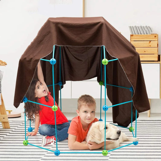 Kids Tents DIY Play Tent for Kids, Castles Tunnels Rocket Tower Indoor Outdoor, Fort Building Kits