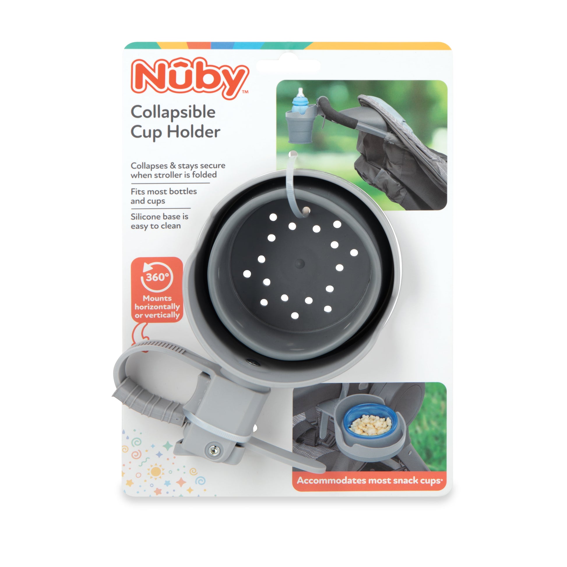 Collapsible Stroller Bottle and Cup Holder, Gray