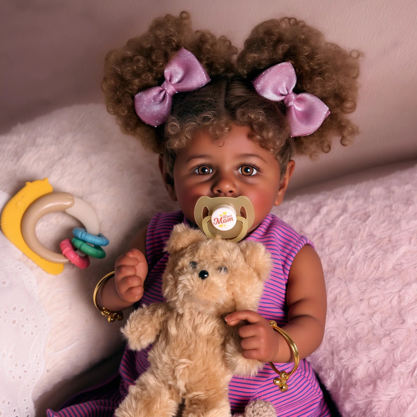20 Inch Reborn Baby Dolls African American Black Lifelike Soft Body Realistic Newborn Baby Dolls Real Life Baby Dolls Gift for Kids Age 3+