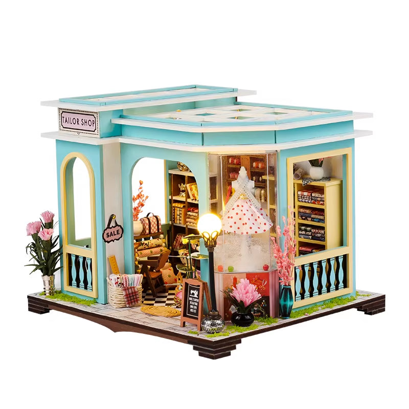Doll House Miniature Building DIY Hut Christmas Cabin Houses Bookstand Doll House Creative Puzzle Bookshelf Insert Birthday Gift