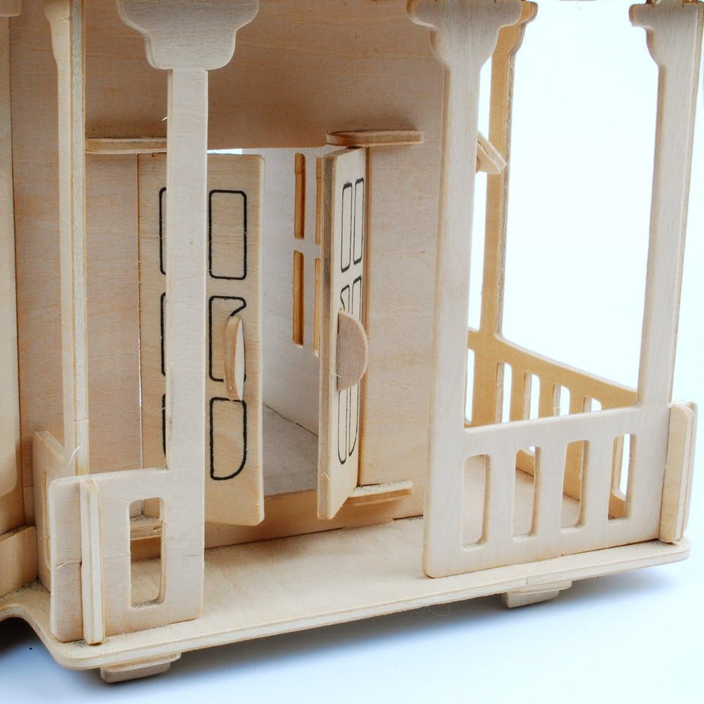 Nwfashion Childrens 17 Wooden 6 Rooms DIY Kits Assemble Miniature Doll House
