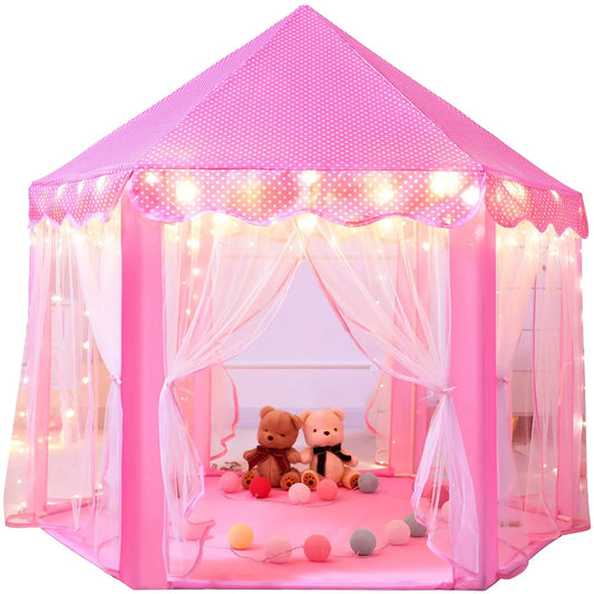 Kids Teepee Tent with Lights, Washable Foldable Teepee Tent for Kids Indoor Tent, Outdoor Play Tent for Girls & Boys