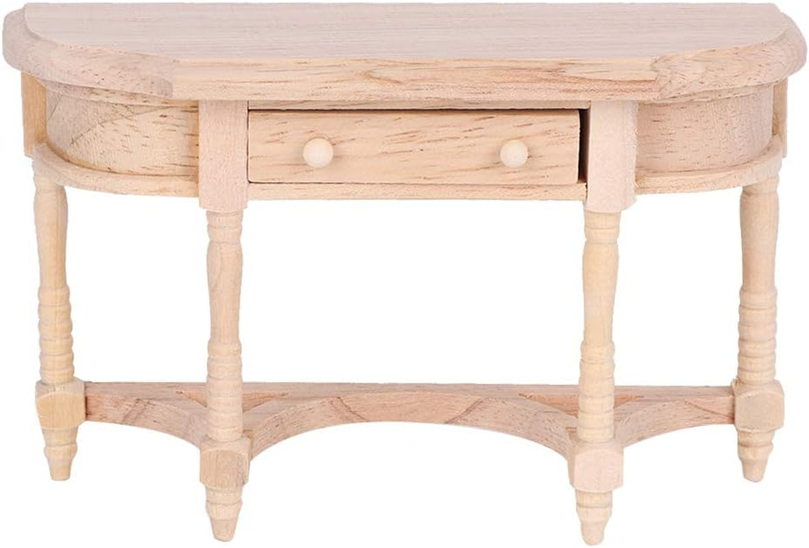 Mini Wooden Dollhouse Accessories, 1:12 Scale Miniatures Dollhouse Furniture for DIY Dollhouse Living Room Mini Toy Wood Table with Drawer Bookcase for Bedroom Simulated Accessory