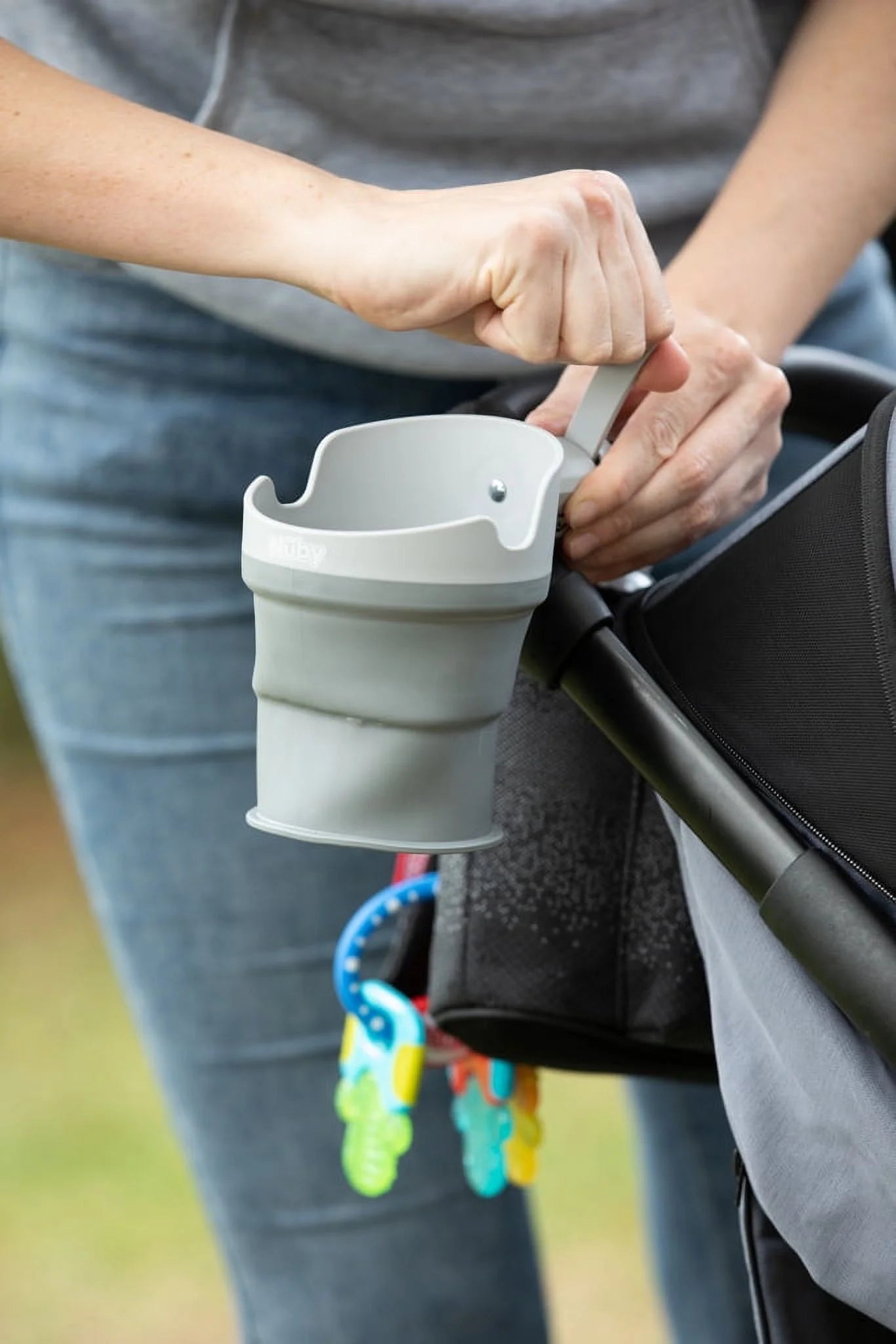 Collapsible Stroller Bottle and Cup Holder, Gray