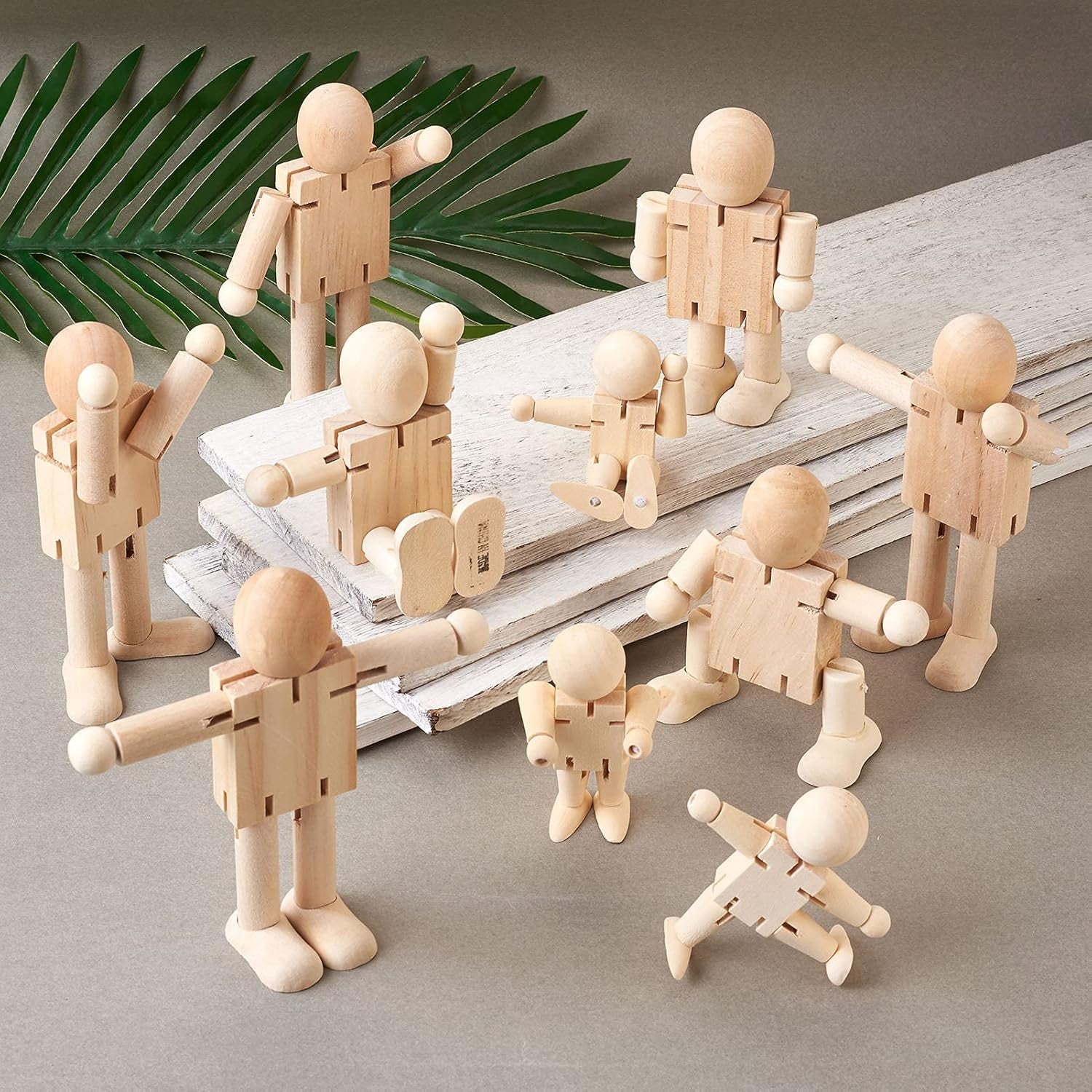 12Pcs Unfinished Wood Robot Dolls - Wooden Figure Dolls for DIY Art Crafts Game Party Decoration