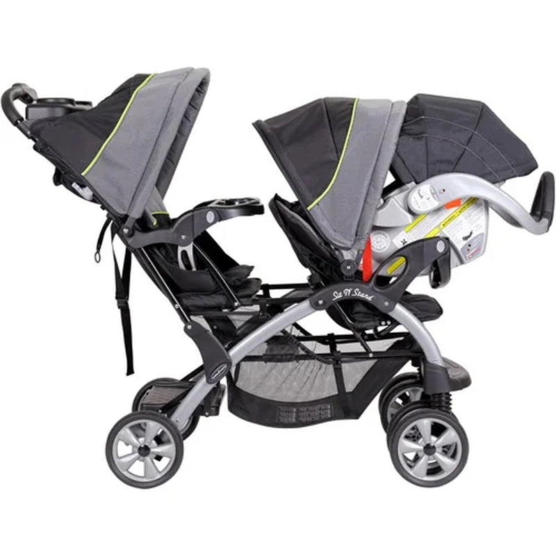 Sit N Stand Double Stroller , Solid Print Green